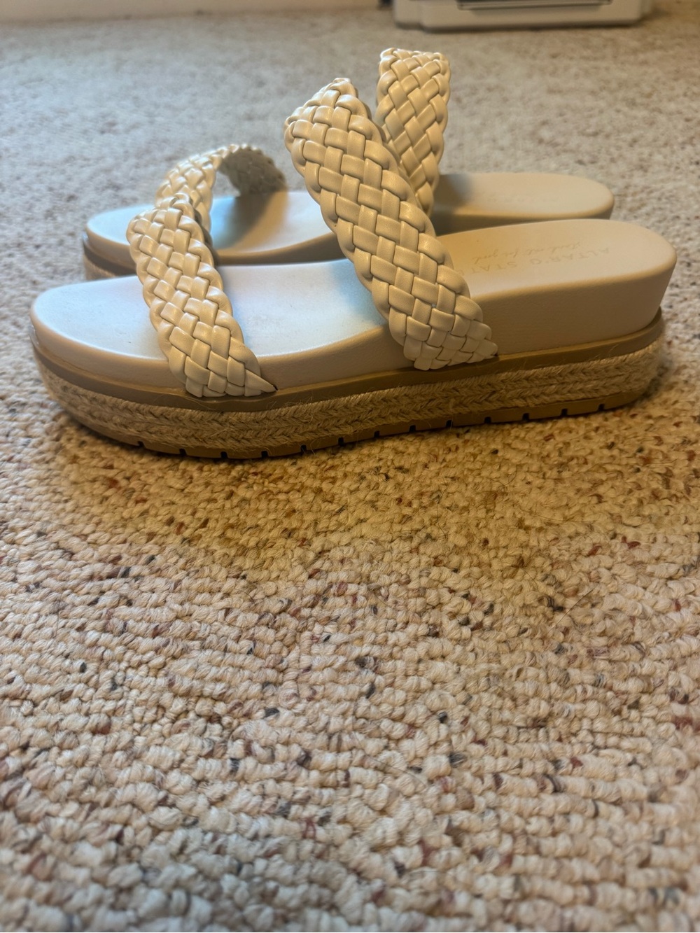Altar'd State Braided Double-Strap Slide Sandals in Cream - Picture 2 of 5